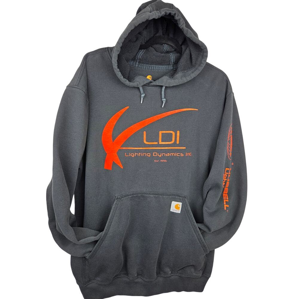 Carhart Heavyweight Sweatshirt Hoodie Men's L, Hubbell Lighting Hits, Charcoal